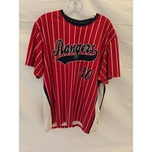 Vintage Texas Rangers Alleson Pinstripe Red Stitched Jersey XL 30 TBA